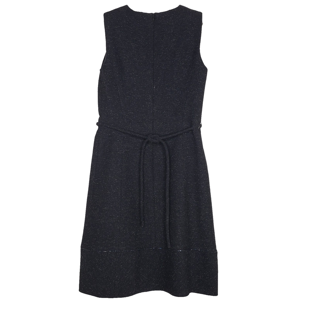 BCBG Maxazria Midi A-Line Dress Sz 6 Black White Splatter Sleeveless Belt Lined
